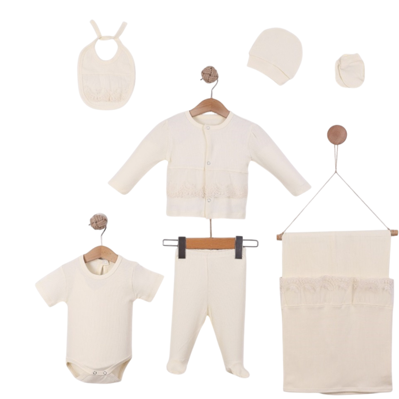 31493 toptan 0-3 aylık bebekler için 7 parçalı bebek zıbın takımları