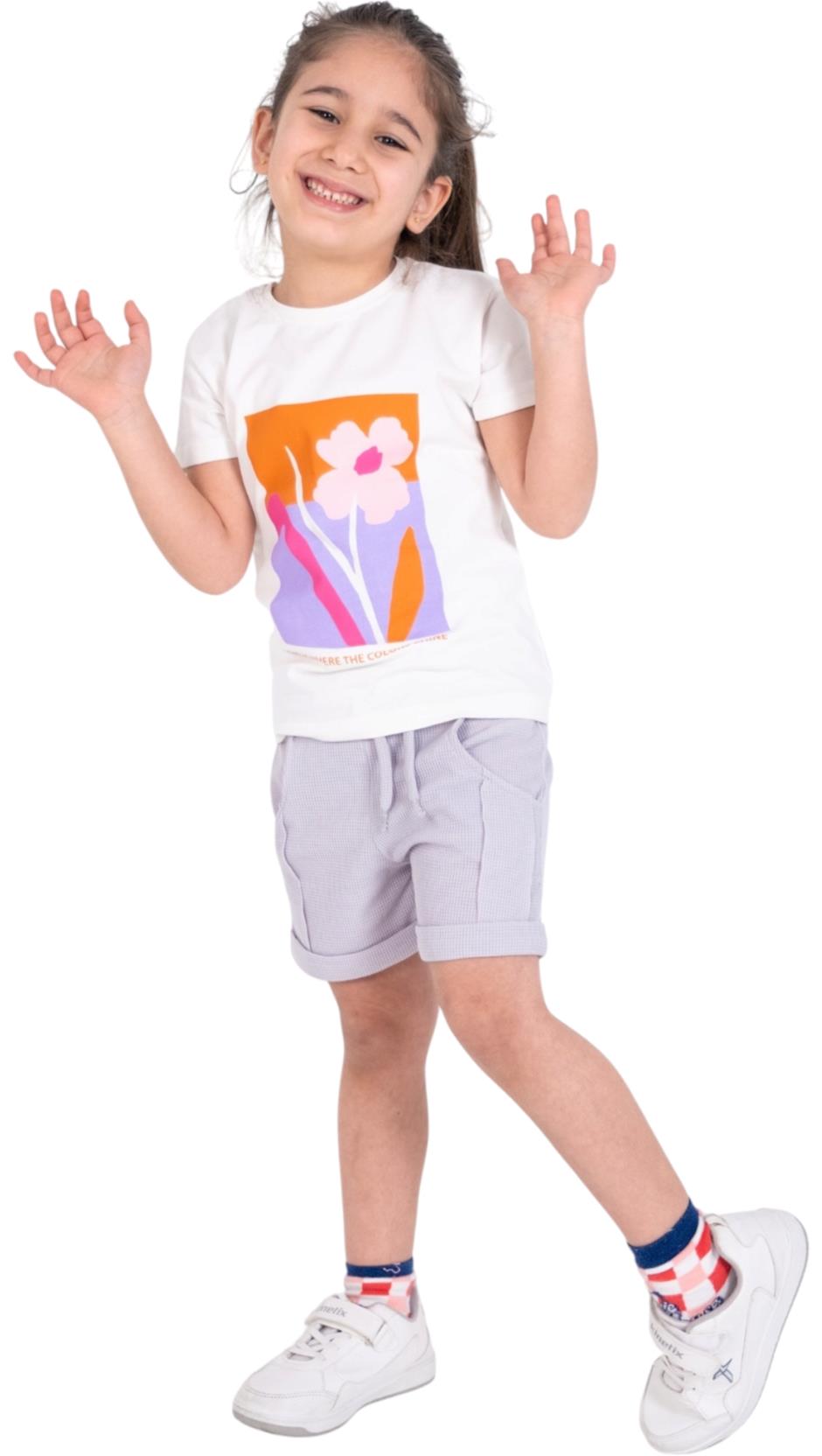 2125 الجملة الأطفال الصيف قطعتين الدعاوى ، بلوزات مع السراويل للفتيات الذين تتراوح أعمارهم بين 3/7 سنوات