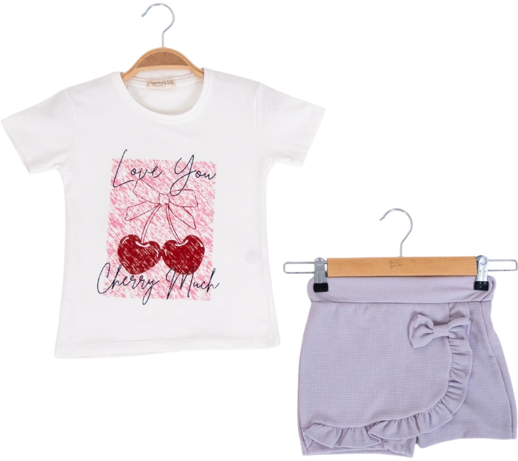 2325 بدلات صيفية للأطفال بالجملة من قطعتين ، بلوزات مع تنانير للفتيات بعمر 3/7 سنوات