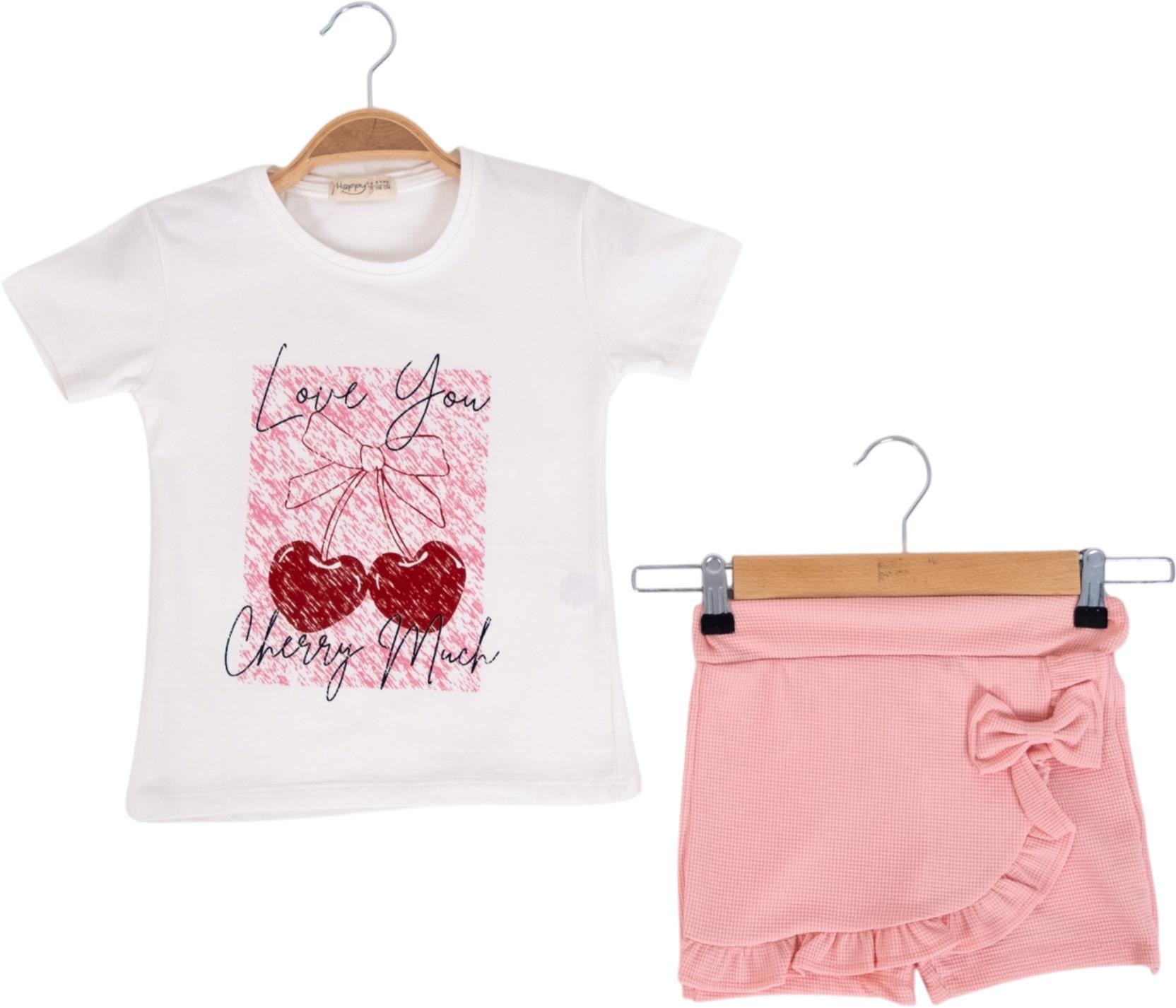 2325 بدلات صيفية للأطفال بالجملة من قطعتين ، بلوزات مع تنانير للفتيات بعمر 3/7 سنوات