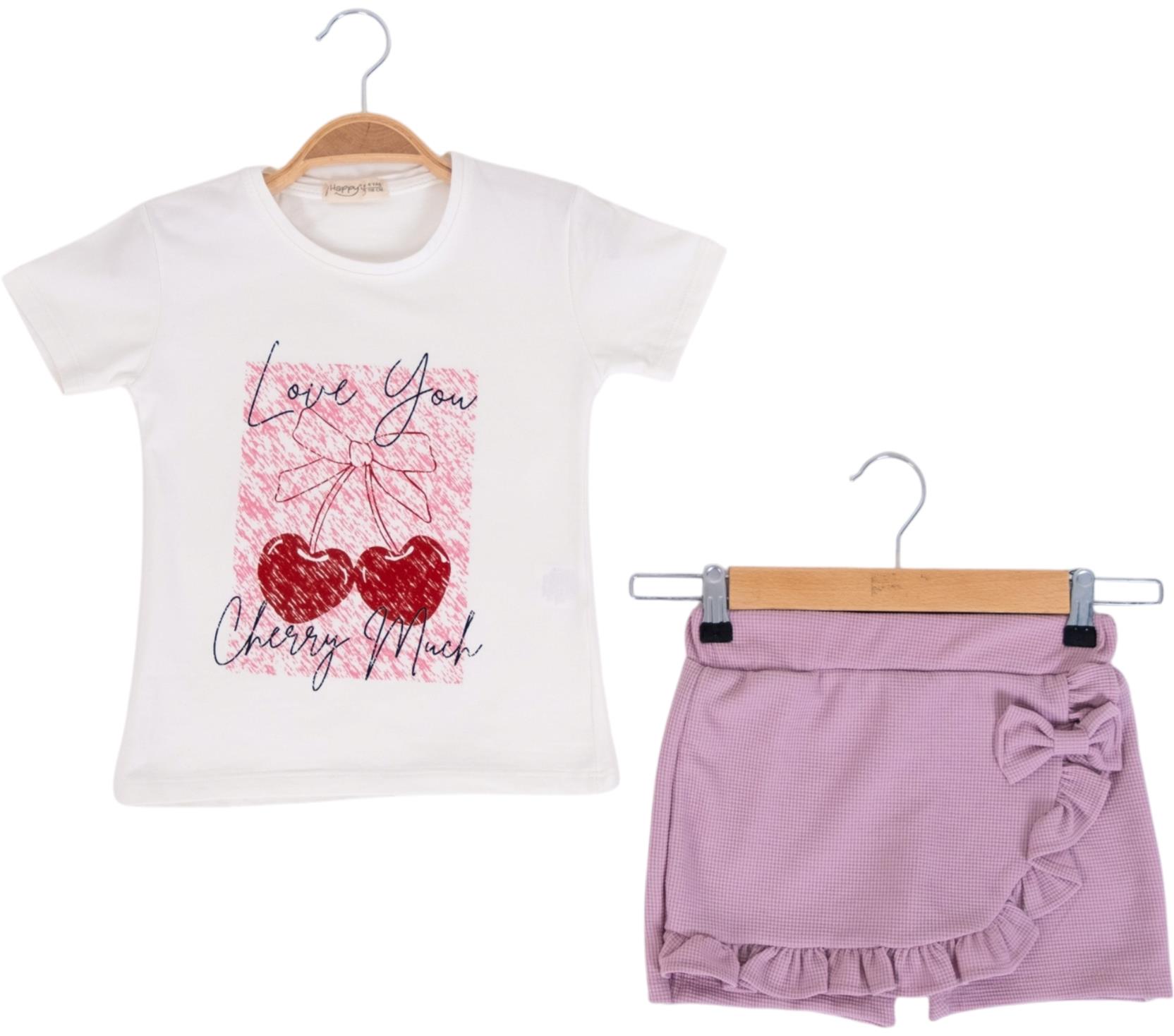 2325 بدلات صيفية للأطفال بالجملة من قطعتين ، بلوزات مع تنانير للفتيات بعمر 3/7 سنوات