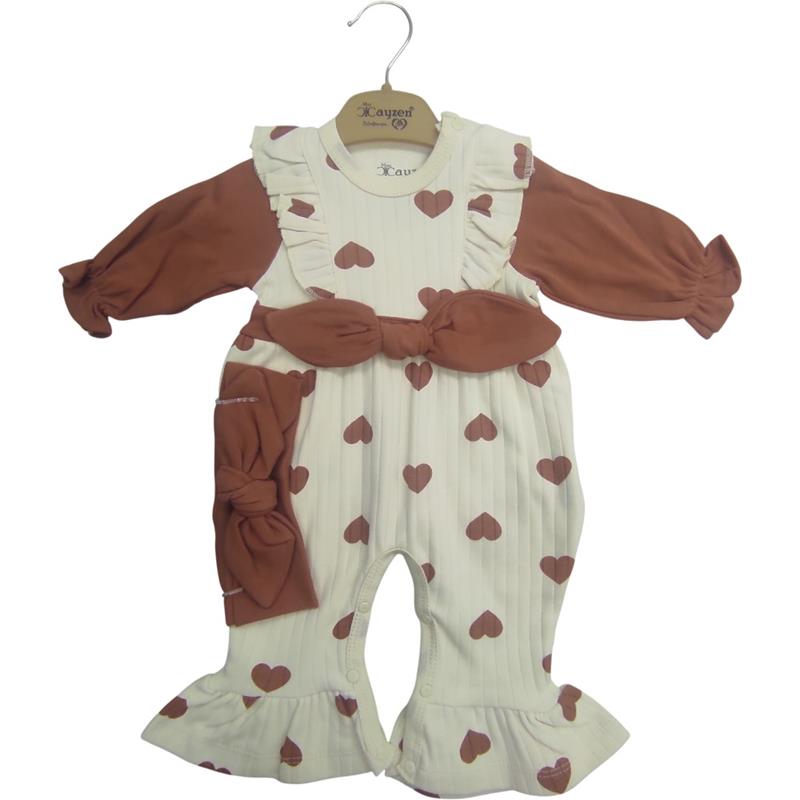 1092 toptan 3-6-9 aylık bebekler için kalp desenli mevsimlik tulumlar