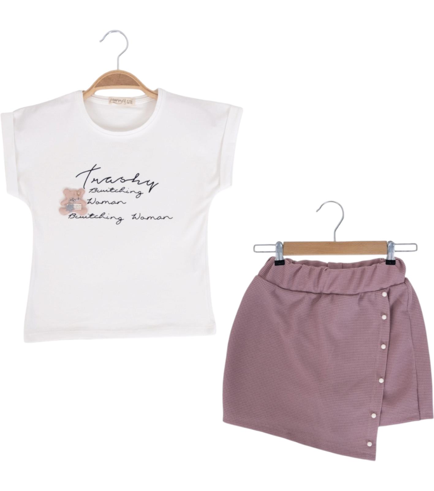 3368 الجملة الأطفال الصيف قطعتين الدعاوى ، تي شيرت مع التنانير للفتيات لمدة 1/4 سنوات