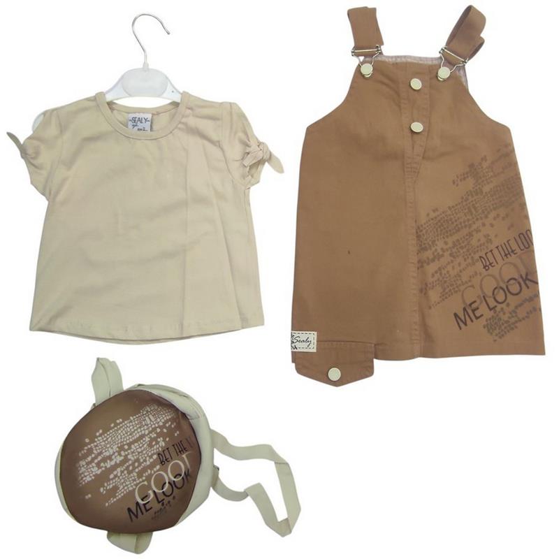 12181 toptan 6/9 yaş arası kızlar için bluzlu ve çantalı çocuk yazlık jile