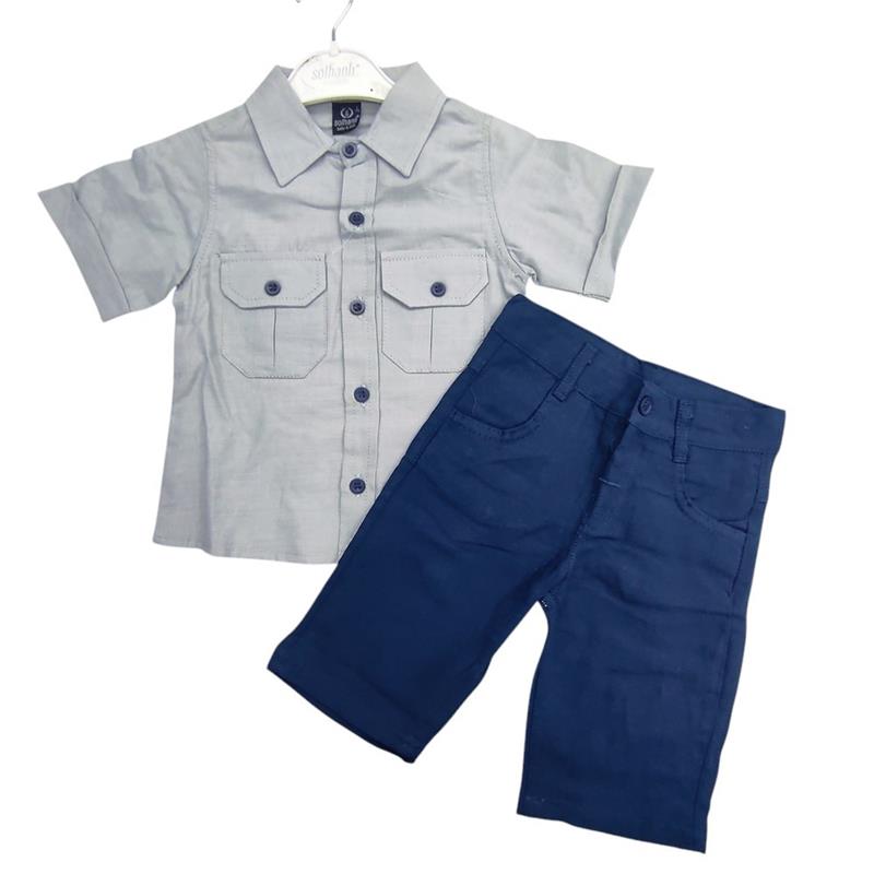 2317 toptan 2/5 erkek çocuklar için gömlekli kaprili ikili takım