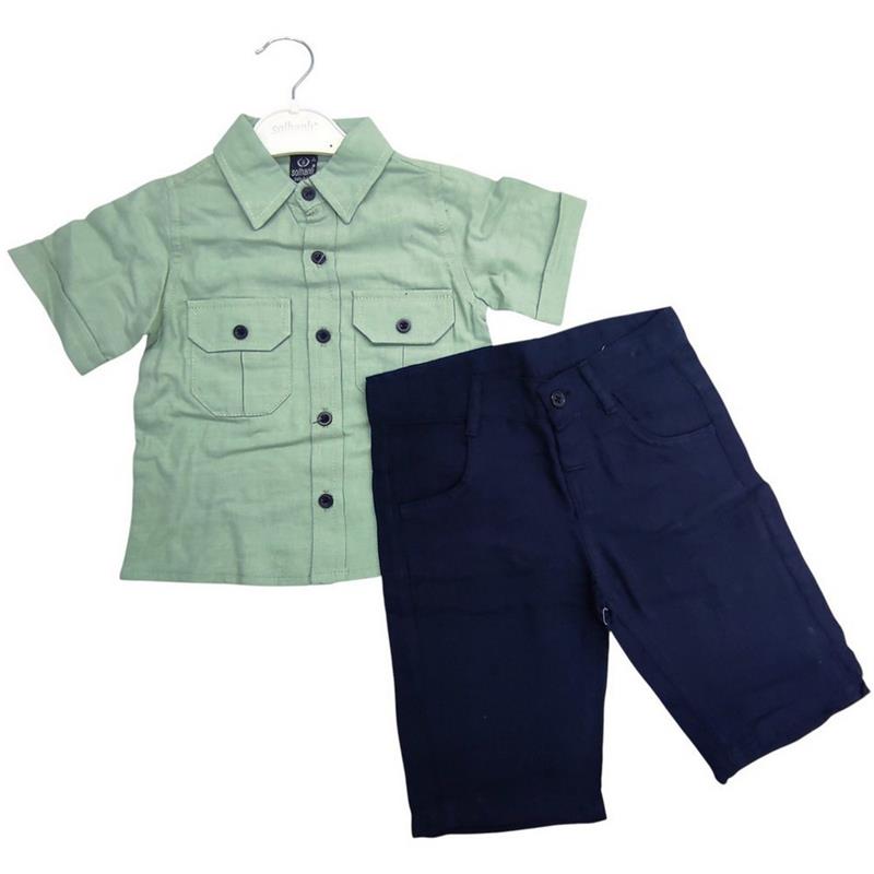 3317 toptan 6/9 erkek çocuklar için gömlekli kaprili ikili takım