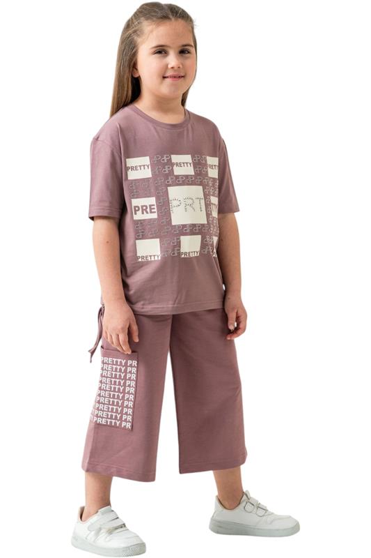 8266 yazlık kız çocuk giyim toptan 9-12 yaş pretty baskı