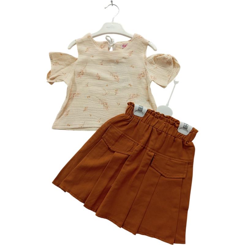 4354 wholesale children's summer two-piece suits, T-shirts with skirts for girls aged 5/8 years