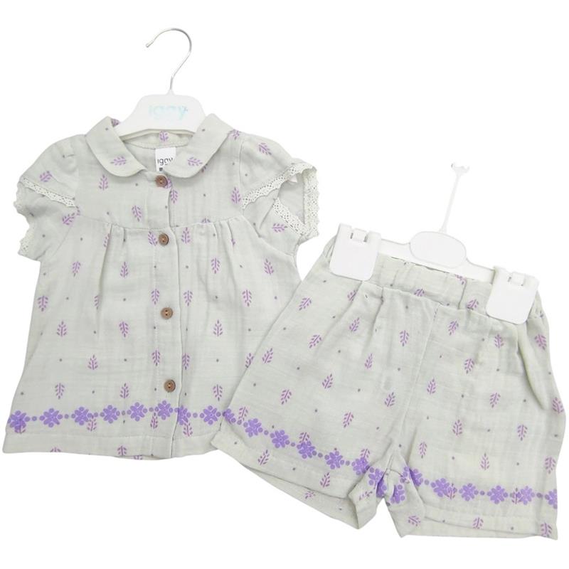 125138 toptan 6/24 aylık bebekler için çocuk yazlık şortlu gömlekli ikili takım