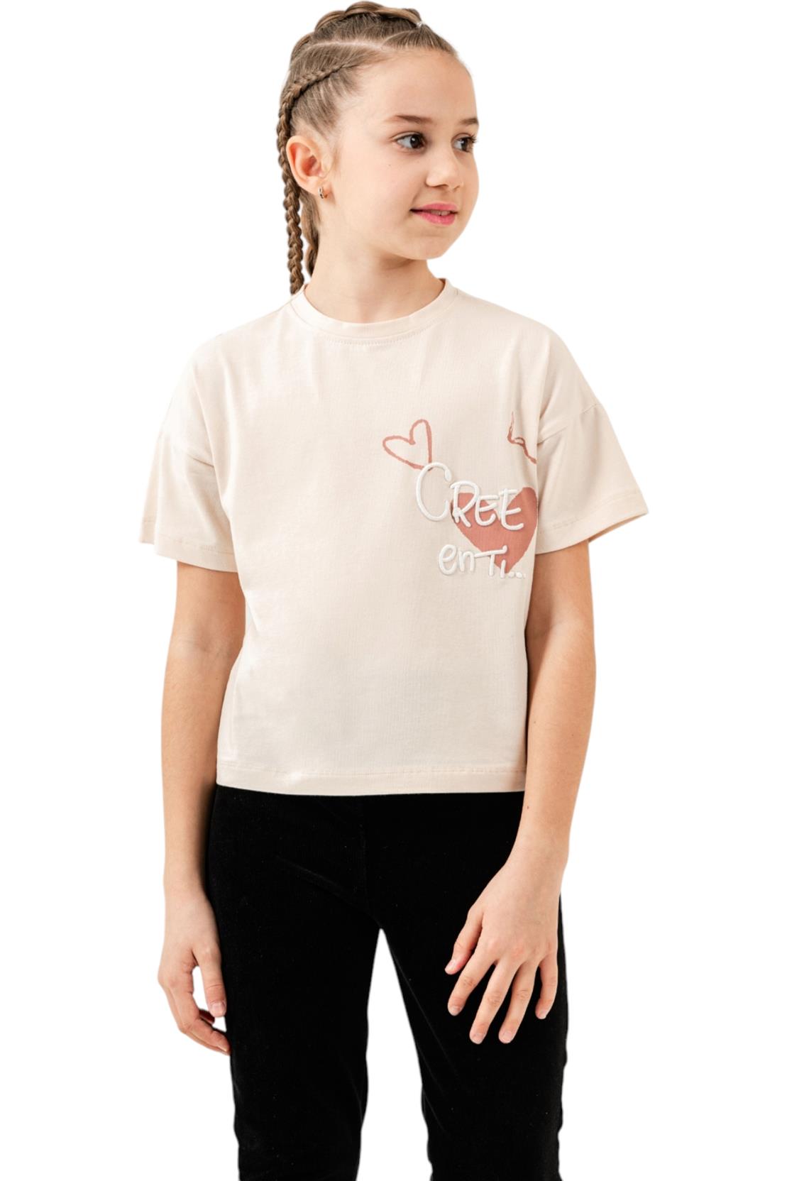 12084 оптом детские летние стильные футболки короткие для девочек на 5/8 лет