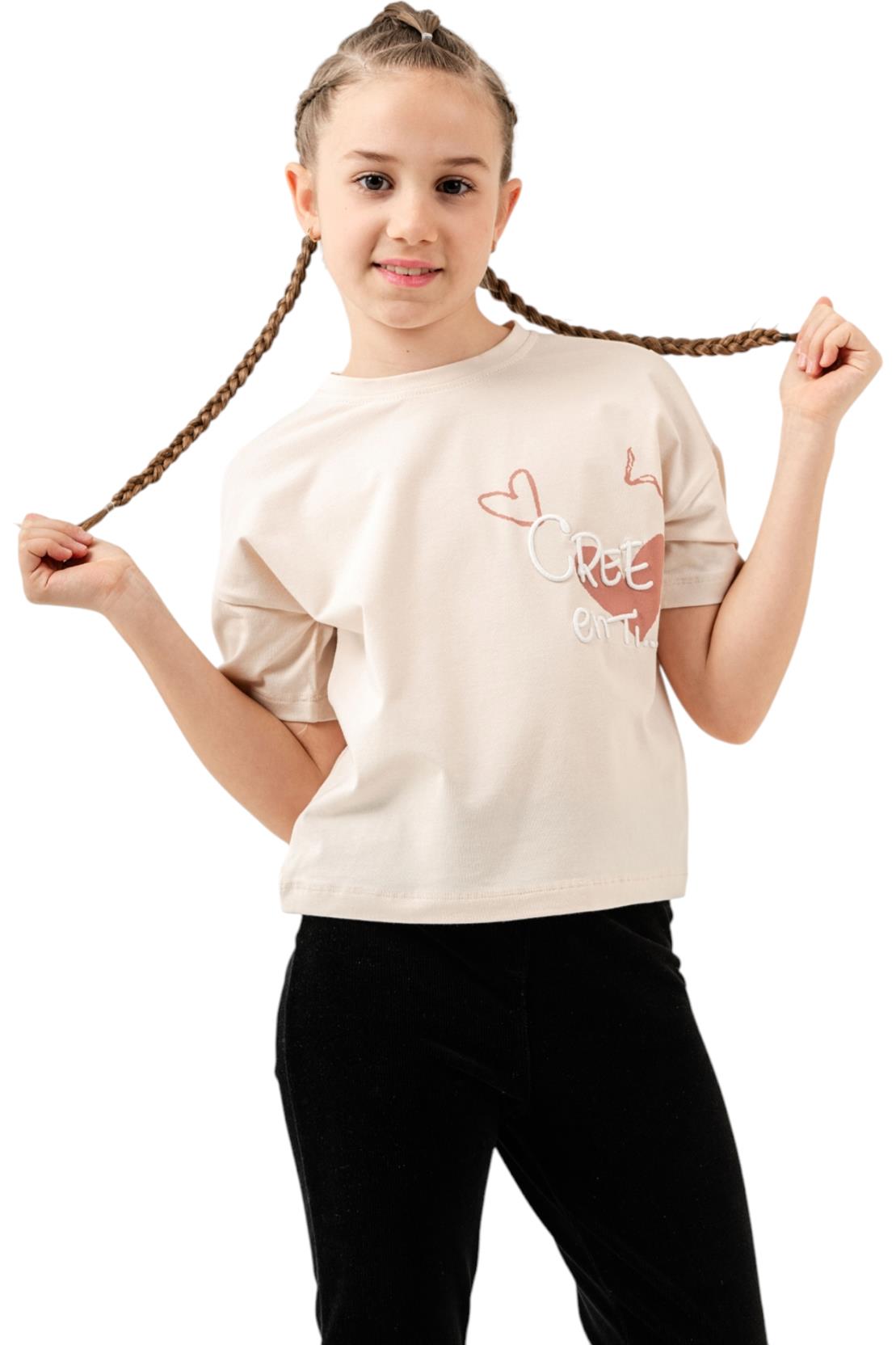 12084 оптом детские летние стильные футболки короткие для девочек на 5/8 лет