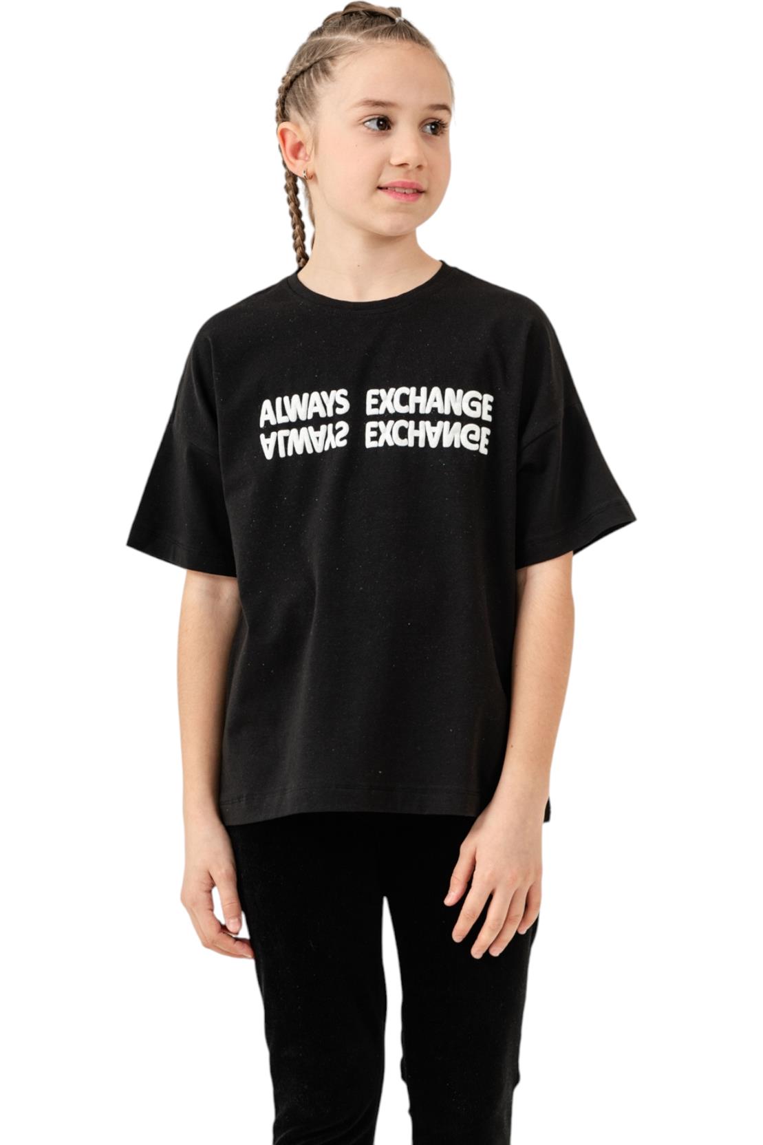 12098 girls t-shirt wholesale 9/12 age always exchange printed