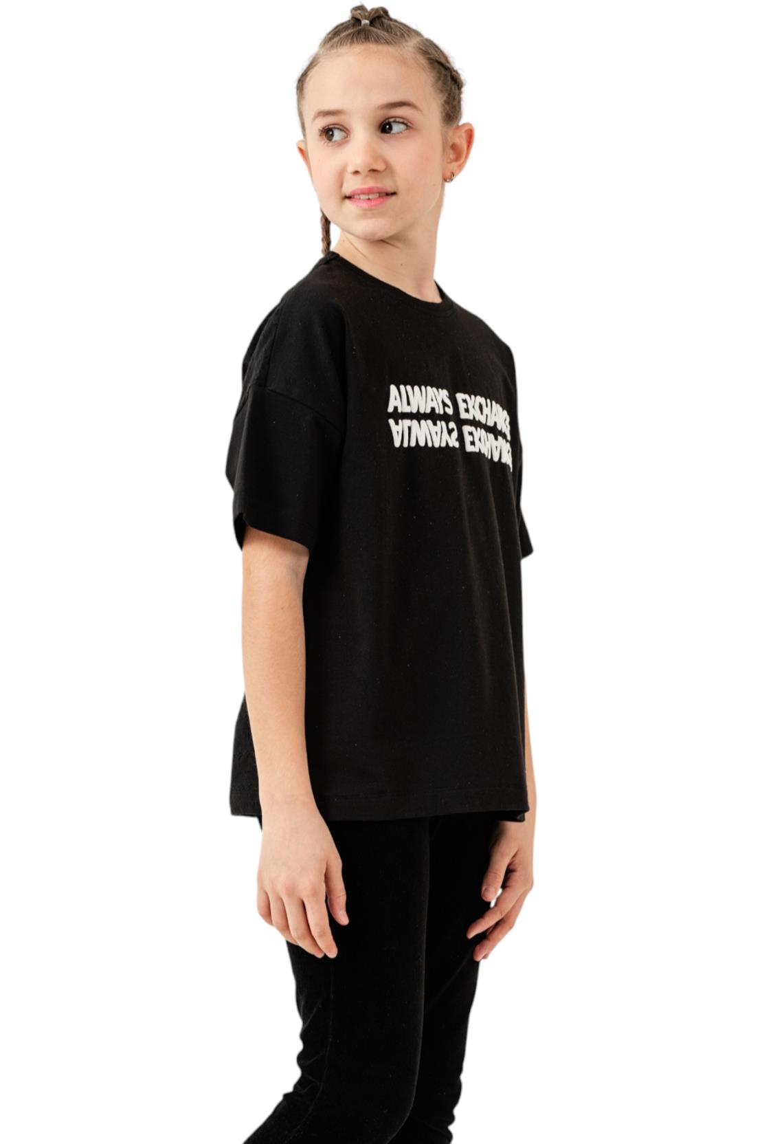 12098 girls t-shirt wholesale 9/12 age always exchange printed