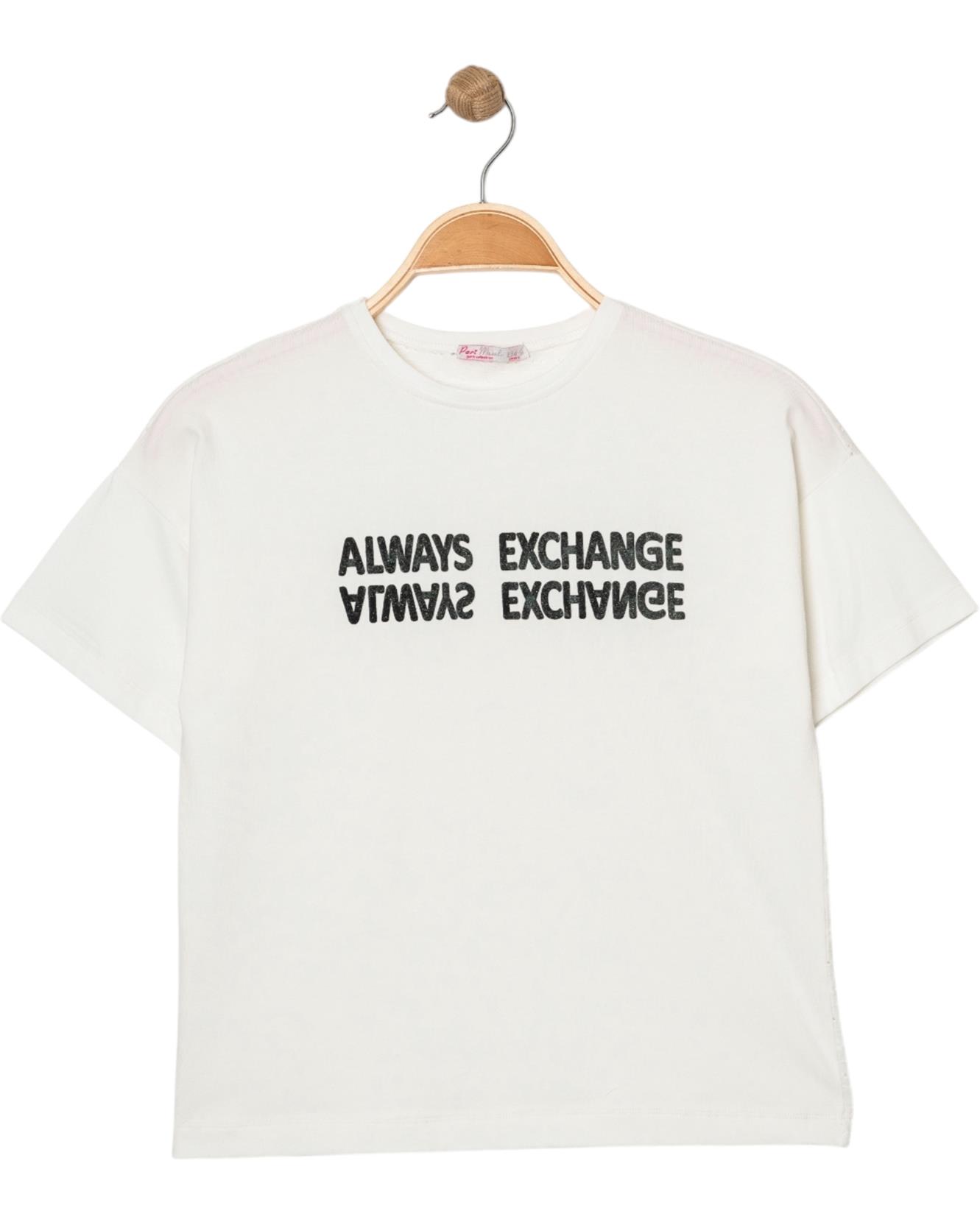 12098 girls t-shirt wholesale 9/12 age always exchange printed