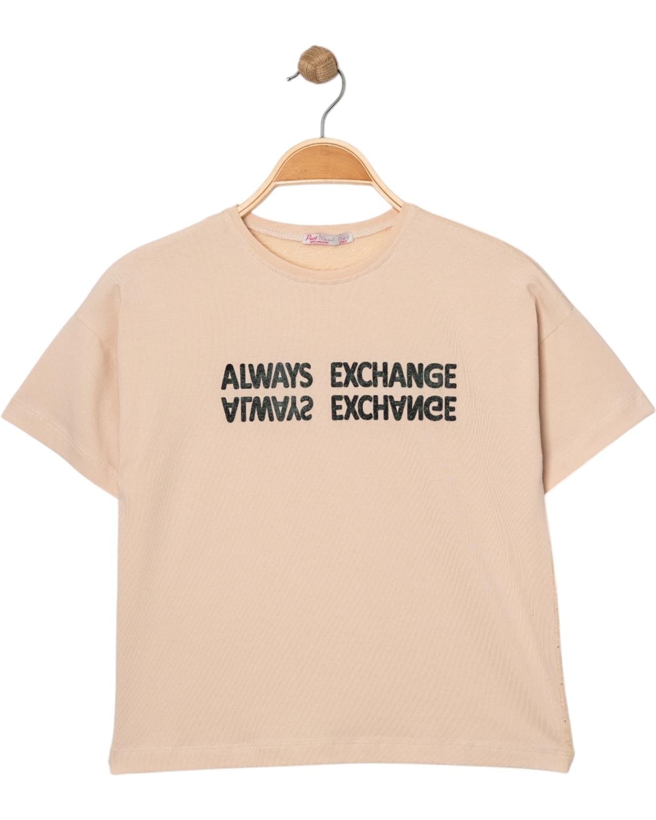 12098 girls t-shirt wholesale 9/12 age always exchange printed