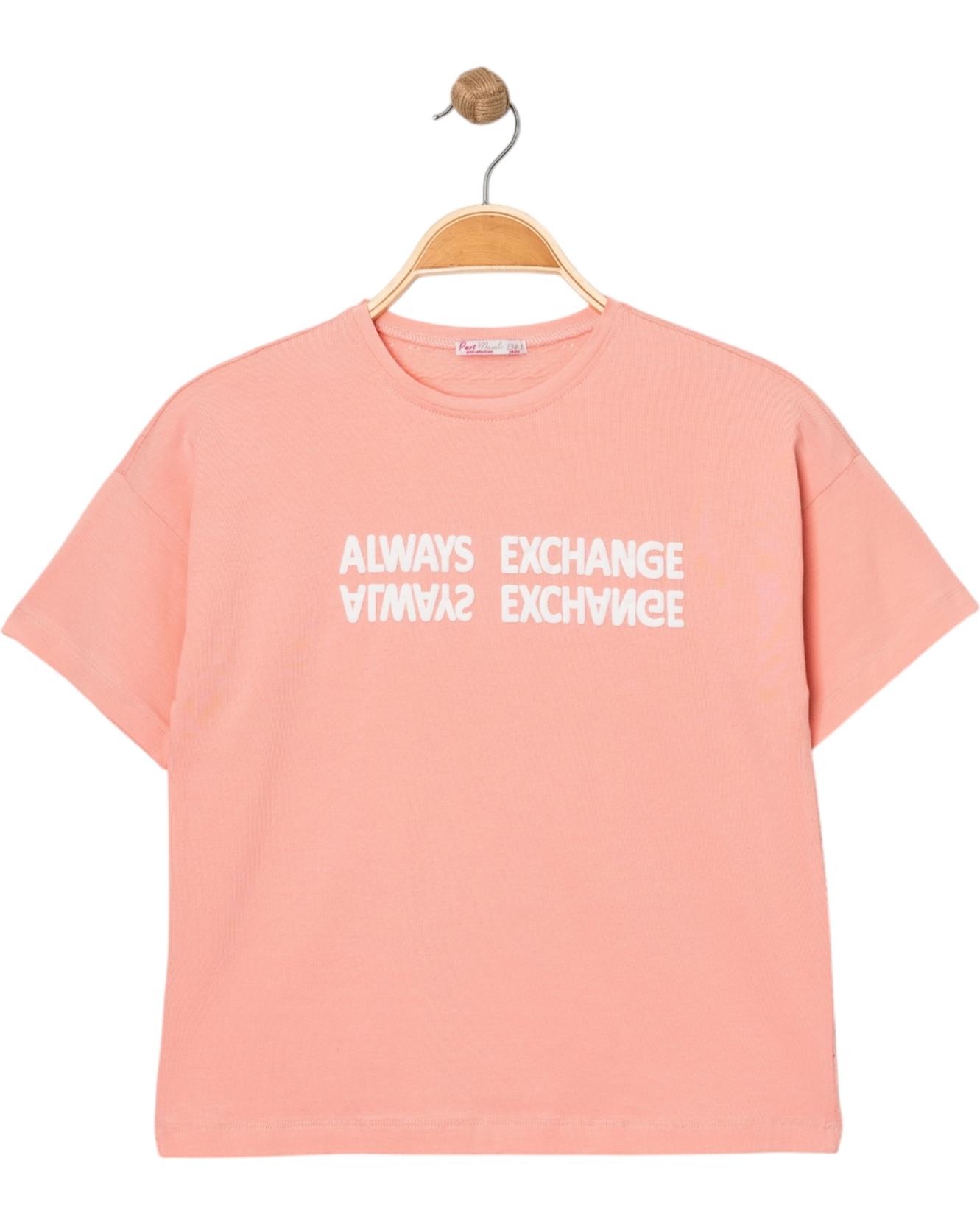 12098 girls t-shirt wholesale 9/12 age always exchange printed