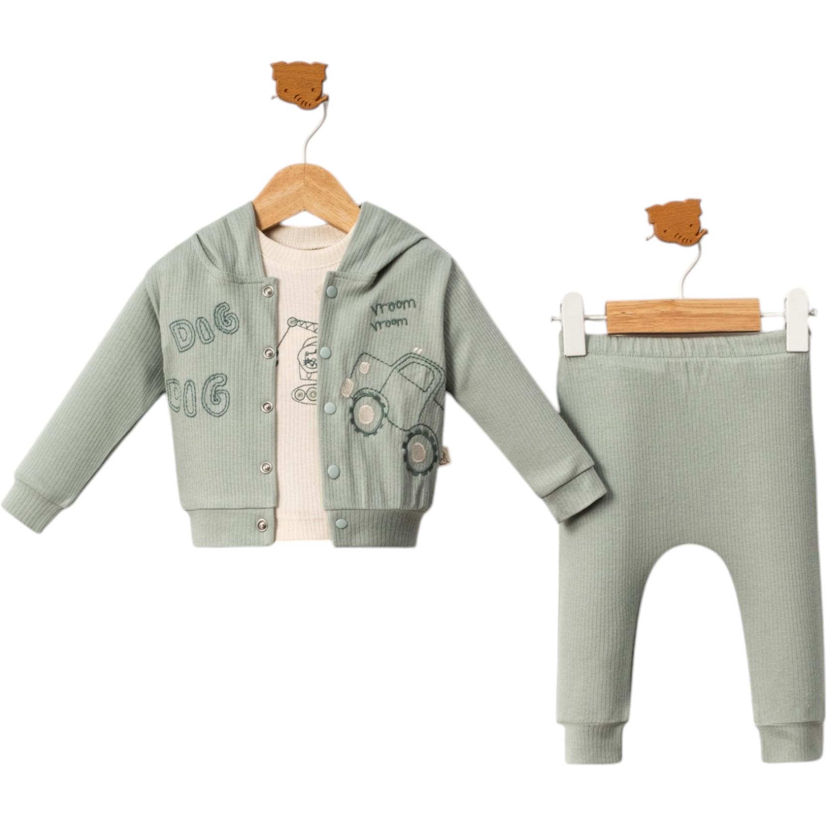 7052 оптом детские демисезонные костюмы тройки для младенцев на 9/24 месяцев