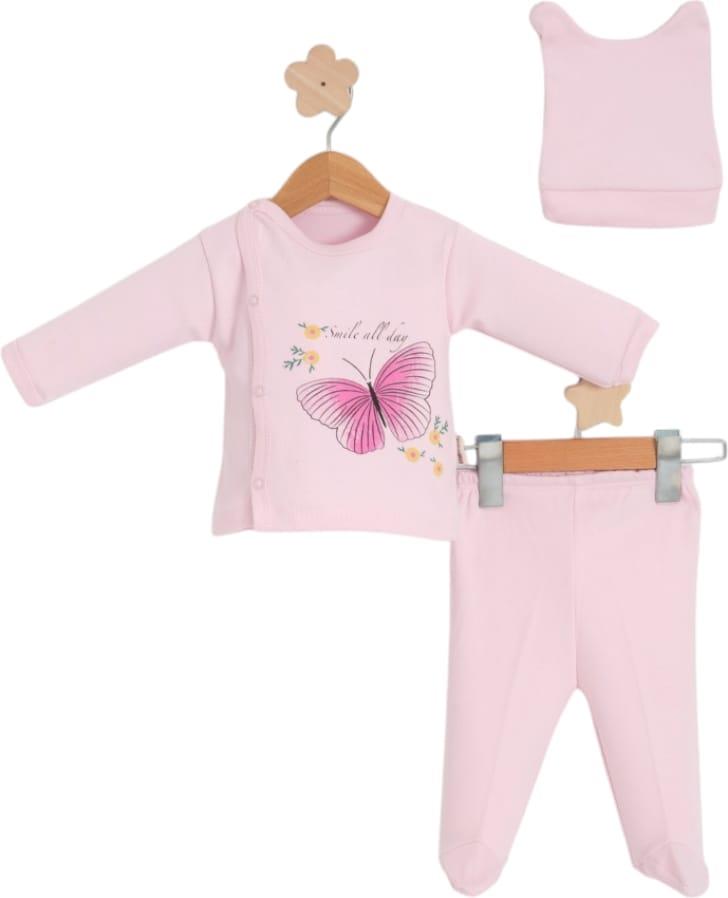 3198 оптом детские демисезонные комплекты двойки с шапочкой для младенцев на 0-3 месяцев