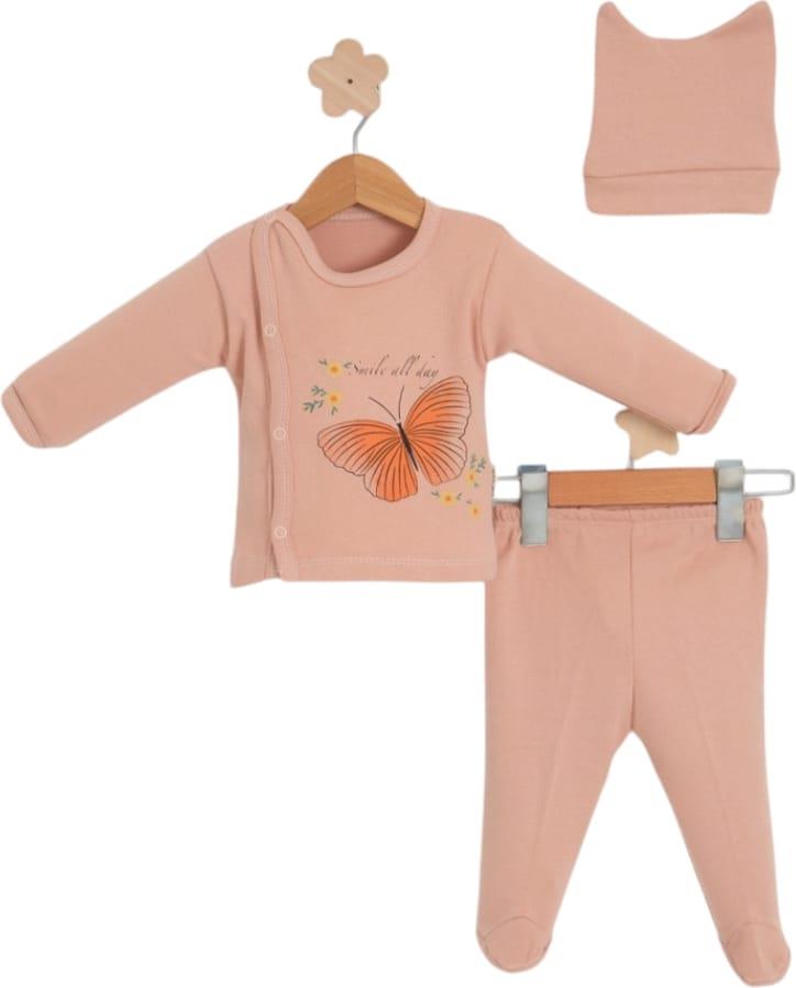 3198 оптом детские демисезонные комплекты двойки с шапочкой для младенцев на 0-3 месяцев