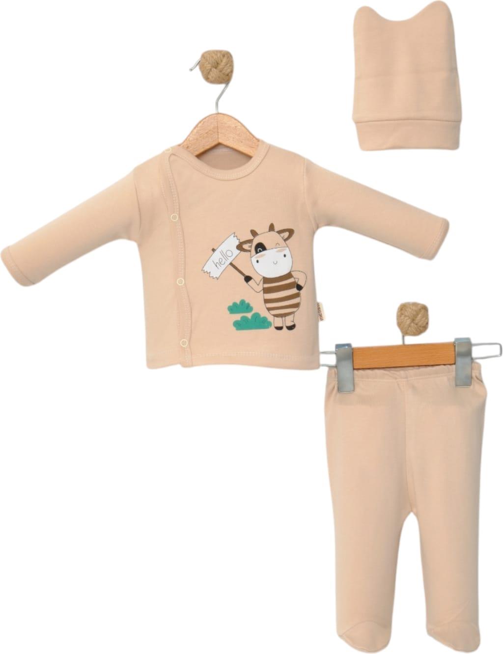 3207 الجملة طفل الربيع والخريف مجموعات من ثنائي مع قبعة للأطفال لمدة 0-3 أشهر