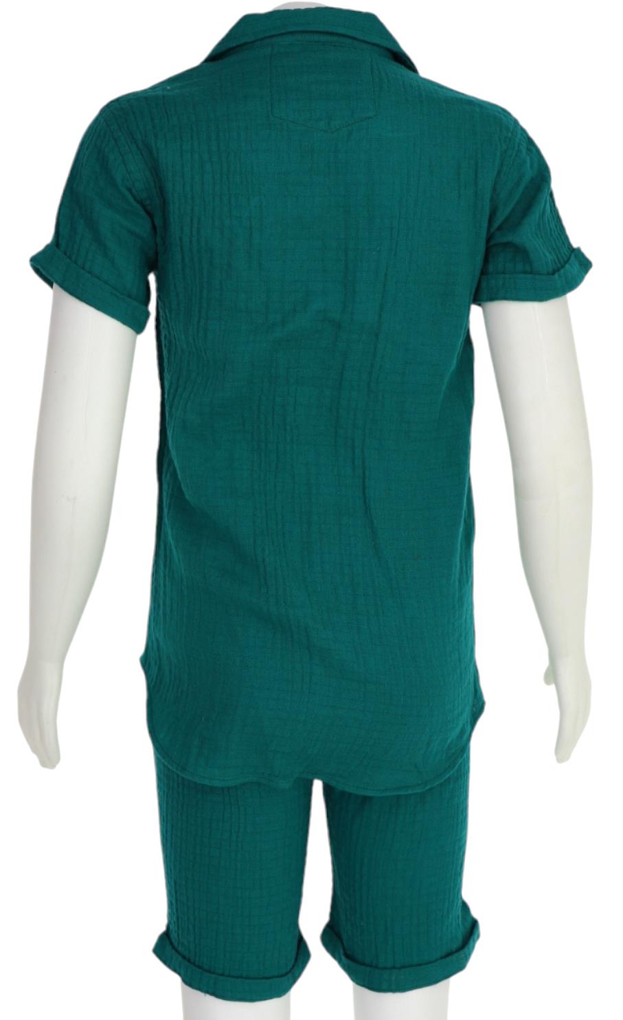 بدلات صيفية للأطفال من قطعتين مصنوعة من الشاش للأولاد لمدة 6/10 سنوات