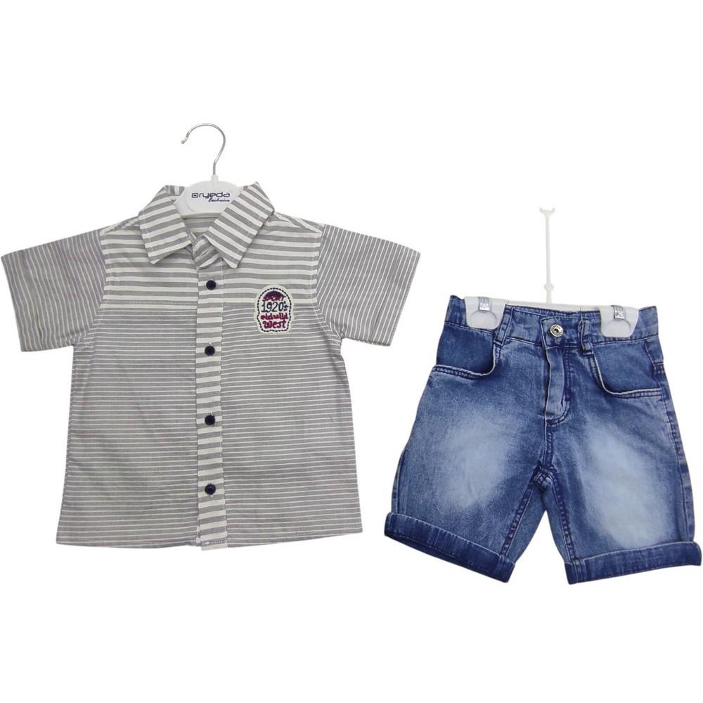 2447 الجملة الأطفال الصيف قطعتين الدعاوى ، قمصان مع الدنيم السراويل للبنين لمدة 2/5 سنوات