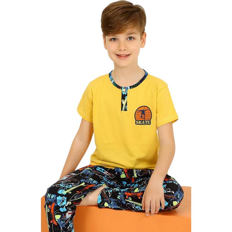 37173 toptan 6/9 yaş erkek çocuklar için SKATE baskılı pijama takımı 