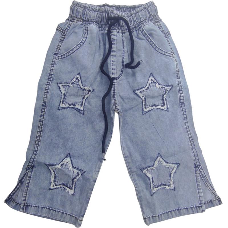 3001 الجملة الأطفال الصيف الدنيم كابريس ، السراويل مع نجمة التطريز للفتيات الذين تتراوح أعمارهم بين 10/13