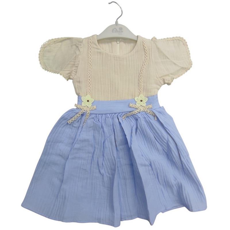 6050 toptan 2/5 yaş kız çocuklar için yazlık müslin kumaş elbise