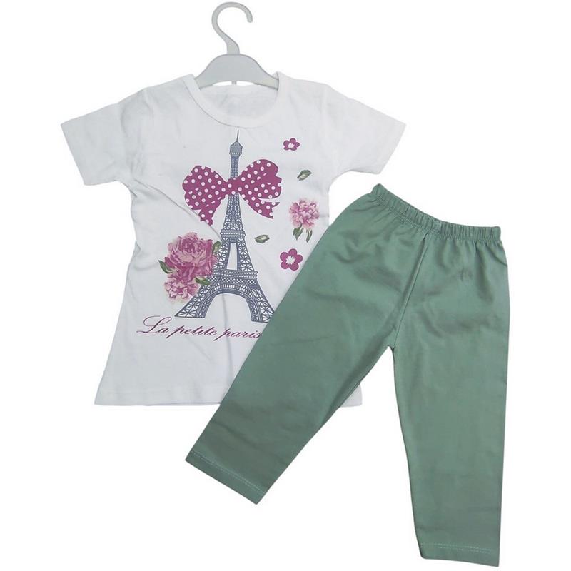 toptan 1-2-3-4 yaş kız çocuklar için taytlı tişörtü yazlık ikili takımlar