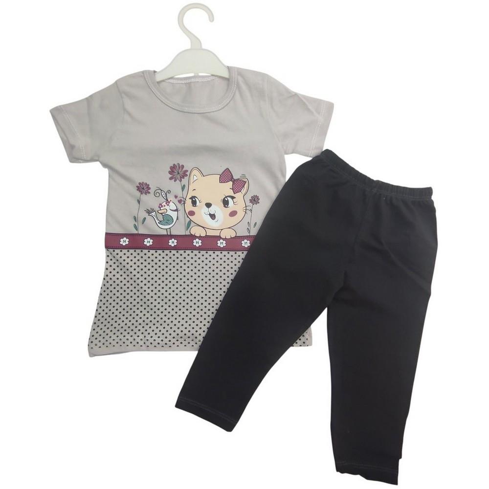 toptan 1-2-3-4 yaş kız çocuklar için taytlı tişörtü yazlık ikili takımlar