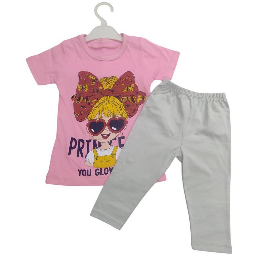 toptan 1-2-3-4 yaş kız çocuklar için taytlı tişörtü yazlık ikili takımlar