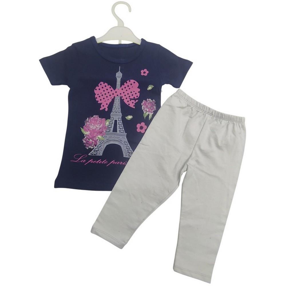 toptan 1-2-3-4 yaş kız çocuklar için taytlı tişörtü yazlık ikili takımlar