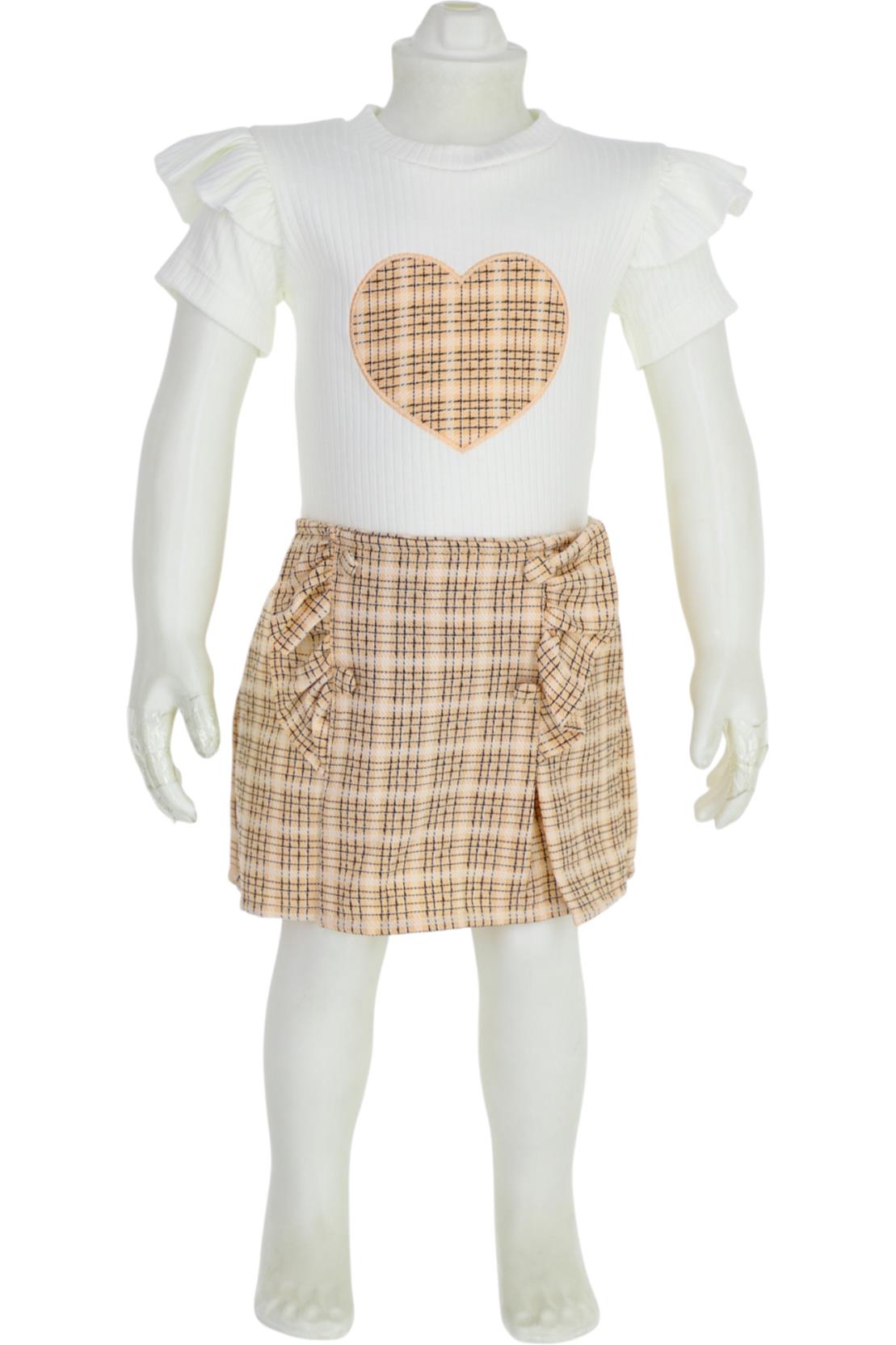 4009 yazlık kız çocuk elbiseleri toptan 2/5 yaş kalp nakışlı