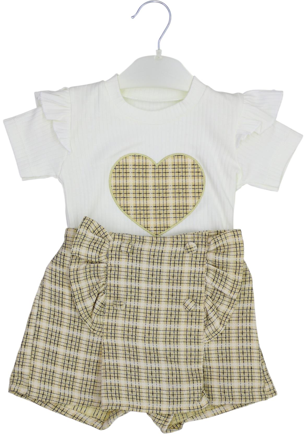 4009 yazlık kız çocuk elbiseleri toptan 2/5 yaş kalp nakışlı