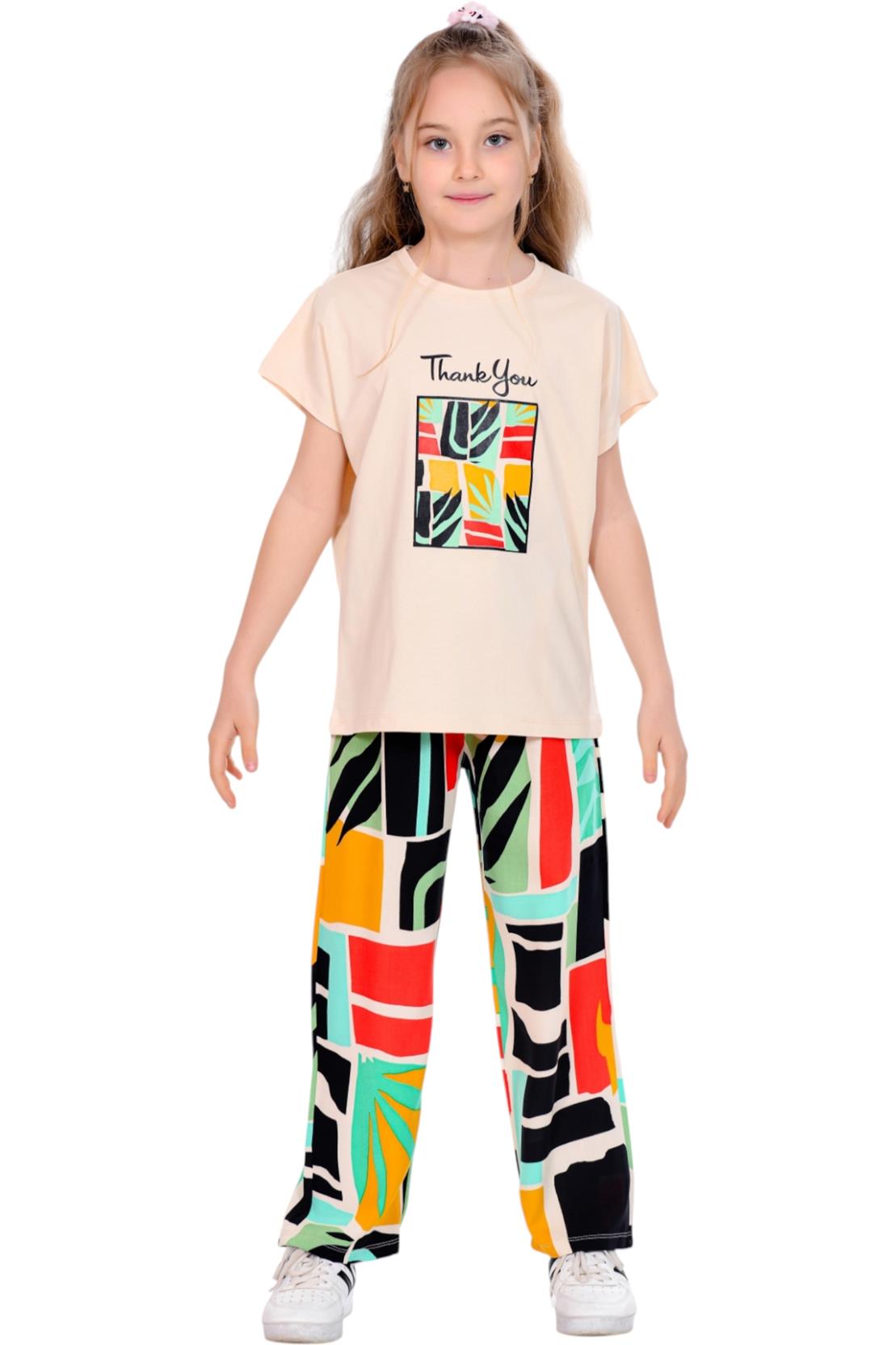 30705 оптом детские летние костюмы двойки,кофты с штанами для девочек на  5/12 лет