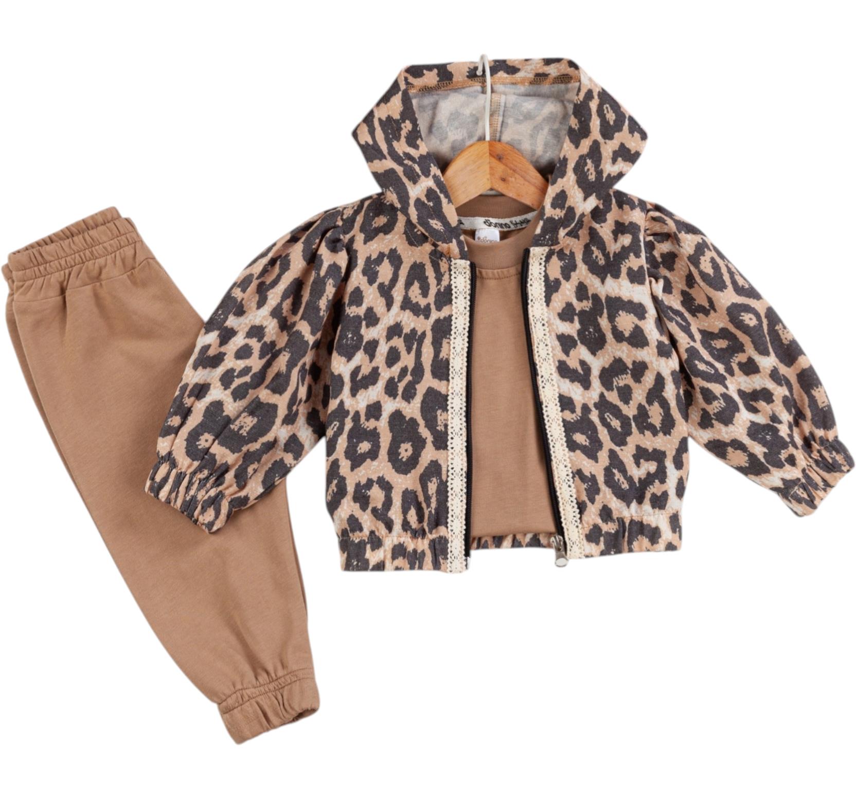 40829 leopard print hooded baby girl outfit wholesale 6/24 months