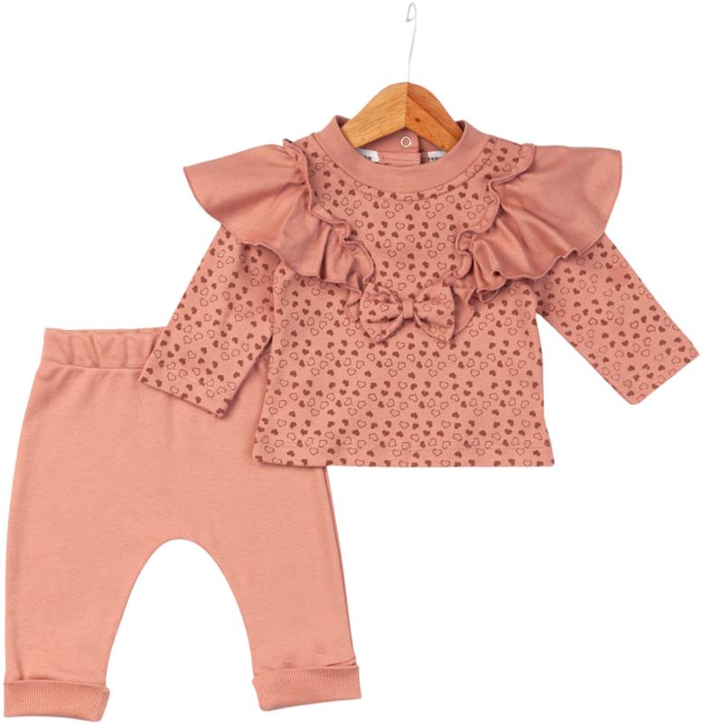 14098 mevsimlik fırfırlı kız bebek kıyafetleri toptan 3/12 ay