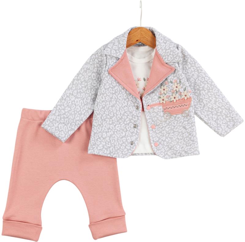 14111 mevsimlik lüks kız bebek kıyafetleri toptan 3/12 ay