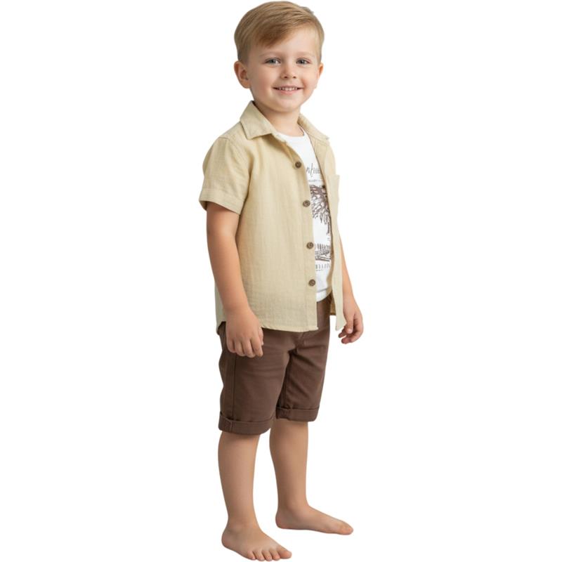 2902 toptan 2-5 yaş arası erkek çocuklar için yazlık üç parçalı takım elbise