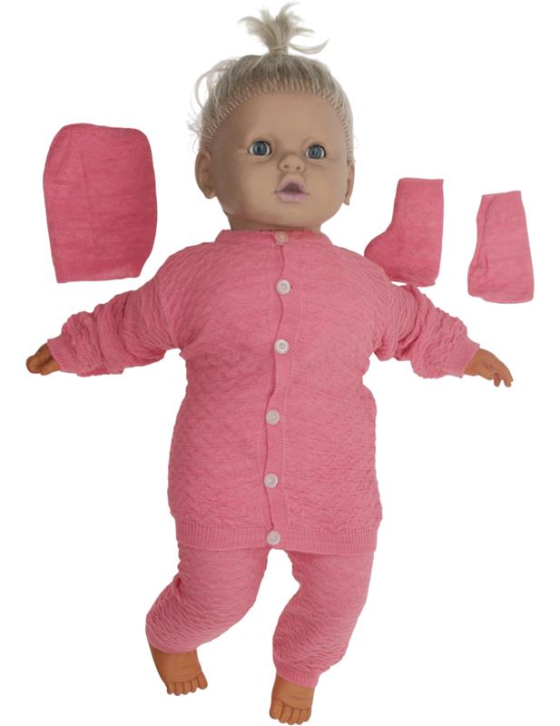 3101 fuşya bebek triko tulum takım toptan 3-6 ay