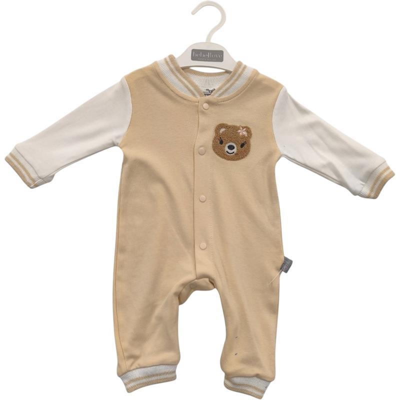 14128 wholesale children's demi-season overalls with a teddy bear for boys 6/24 months