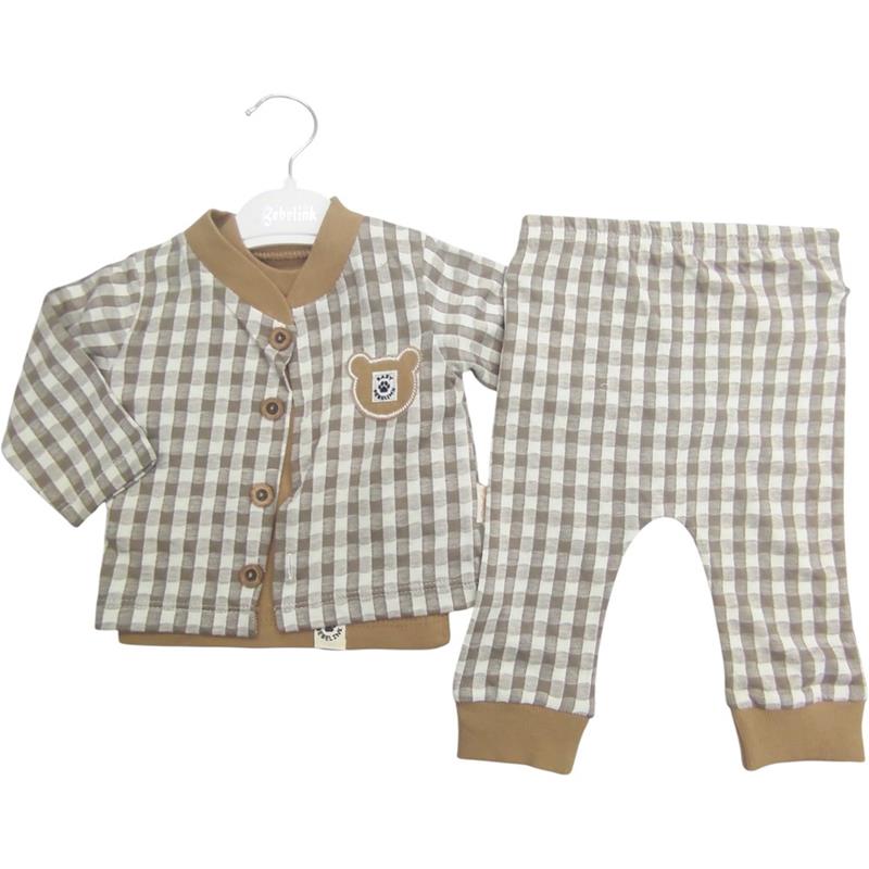 559 toptan 3-6-9 aylık bebekler için ekose üç parçalı bebek takımları