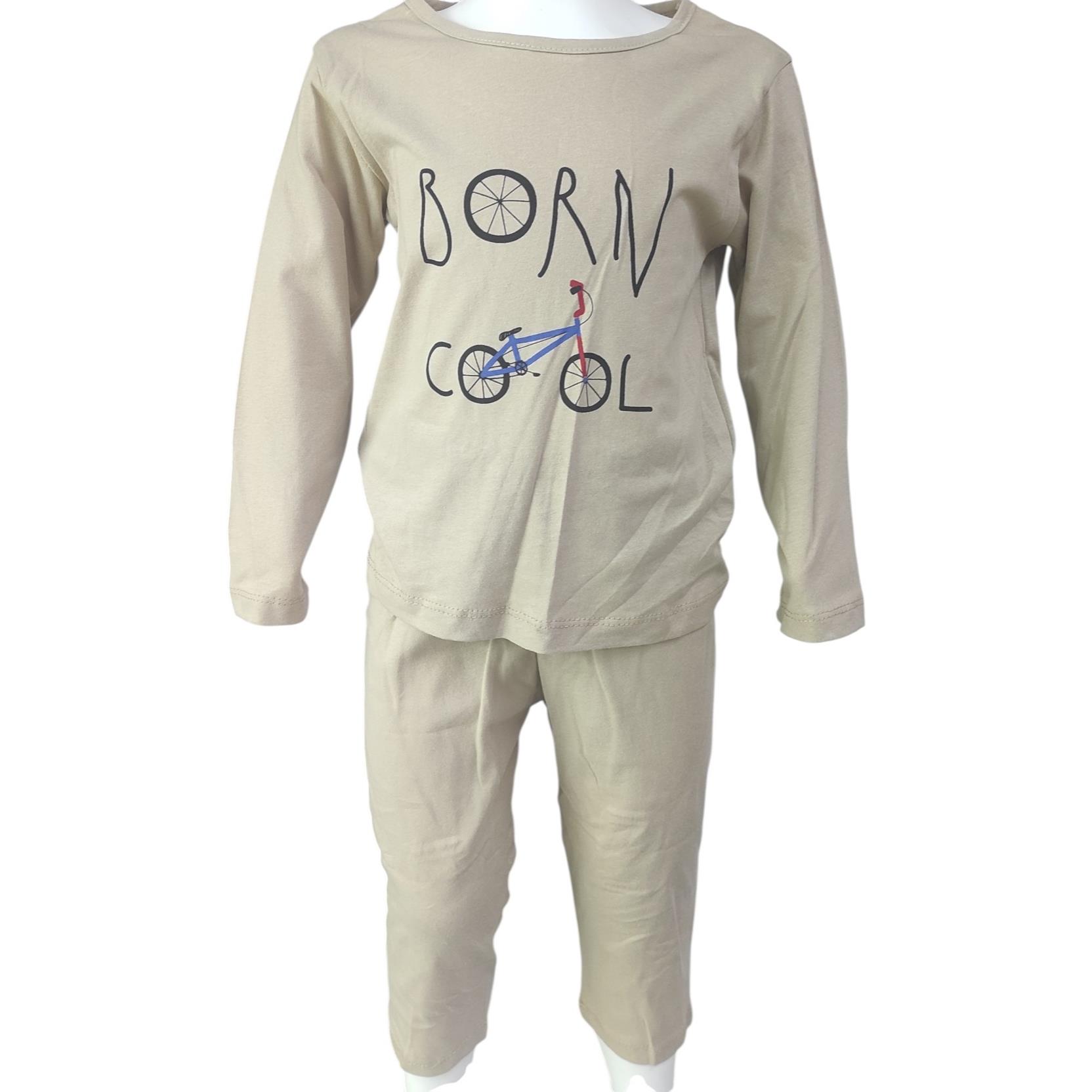 633 оптом детские демисезонные пижамы с принтом BORN COOL для мальчиков на 1/4 лет