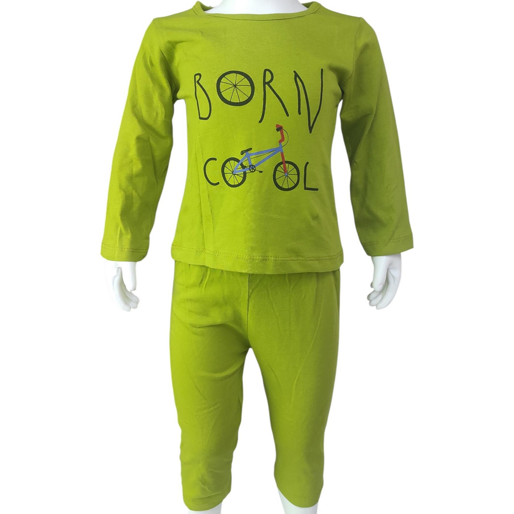 633 оптом детские демисезонные пижамы с принтом BORN COOL для мальчиков на 1/4 лет