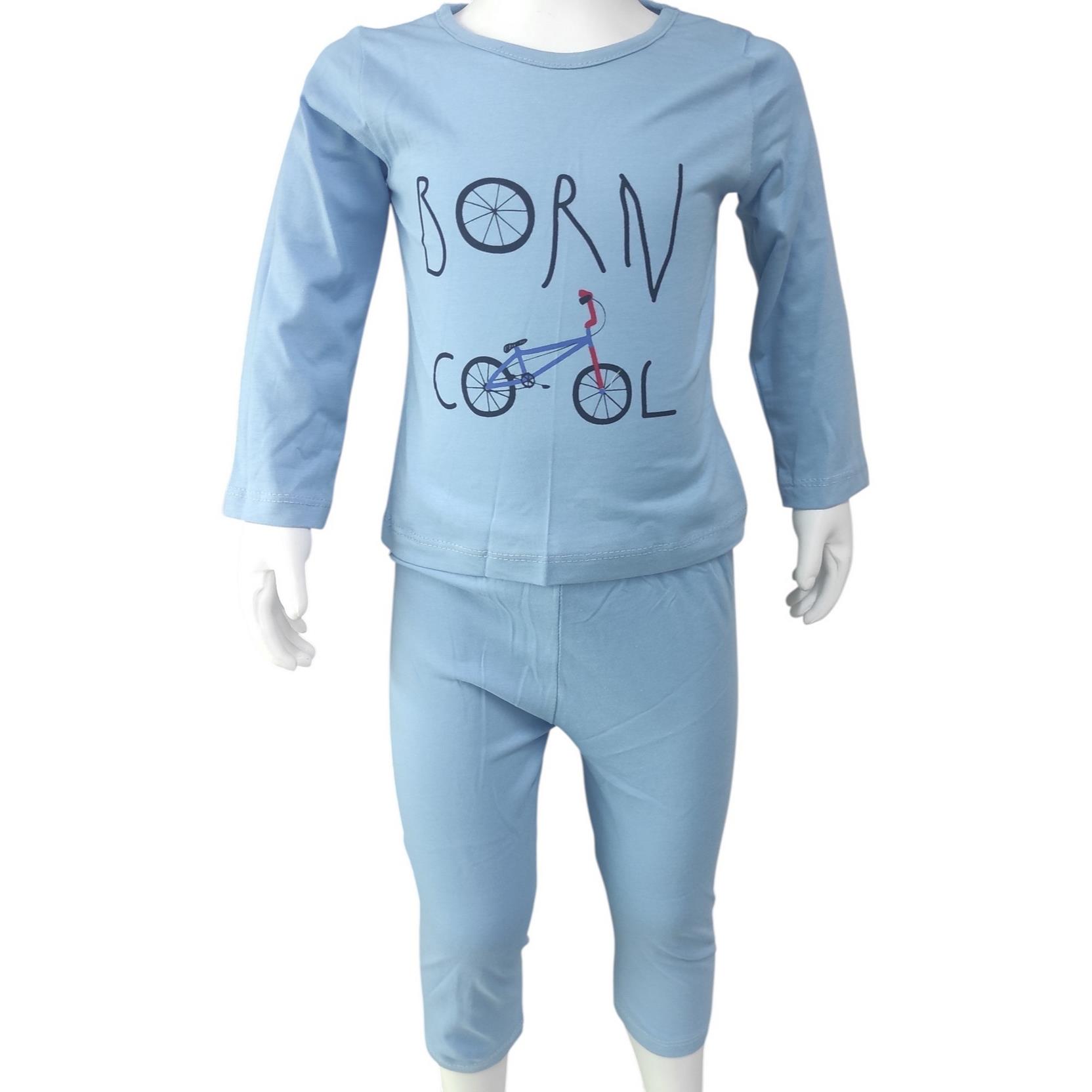 634 оптом детские демисезонные пижамы с принтом BORN COOL для мальчиков на 5/8 лет