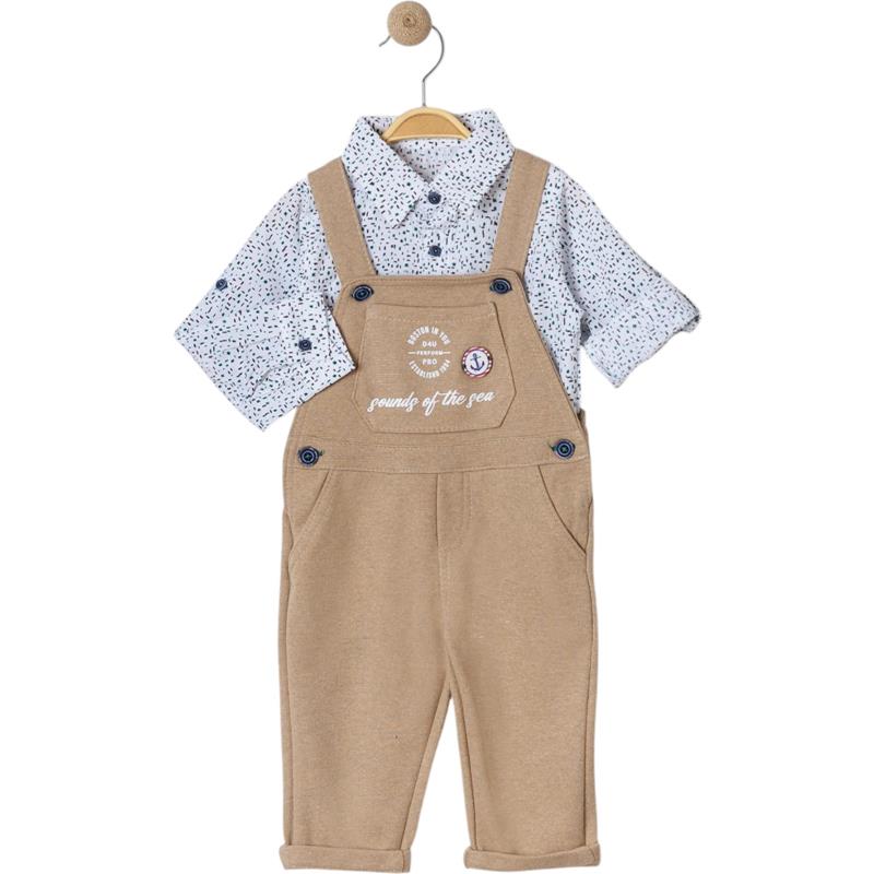 6025 toptan 9/24 aylık erkek çocuk ilkbahar sonbahar gömlekli salopet