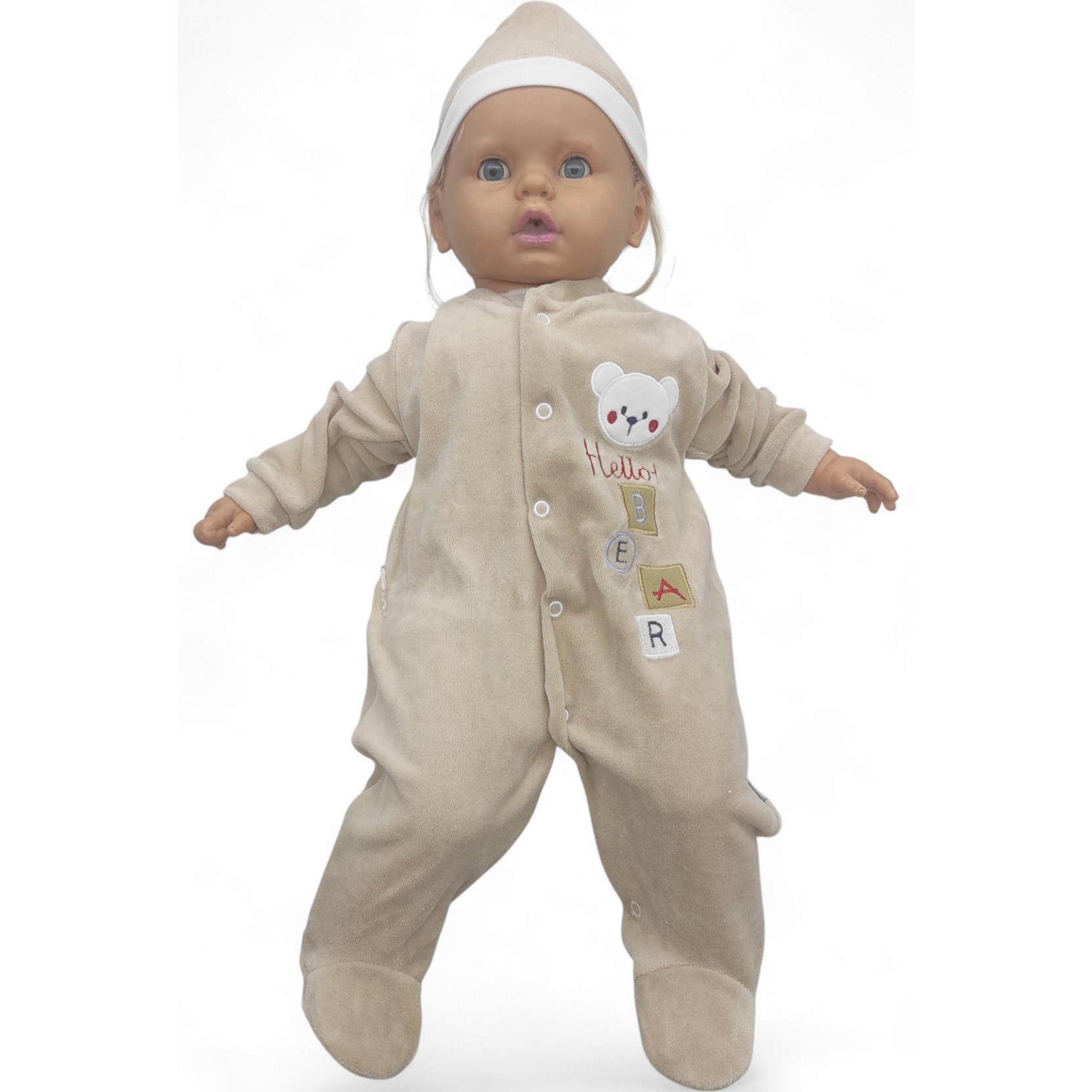 1325 оптом детские демисезонные велюровые комбинезоны с шапкой для младенцев на 3-6-9 месяцев