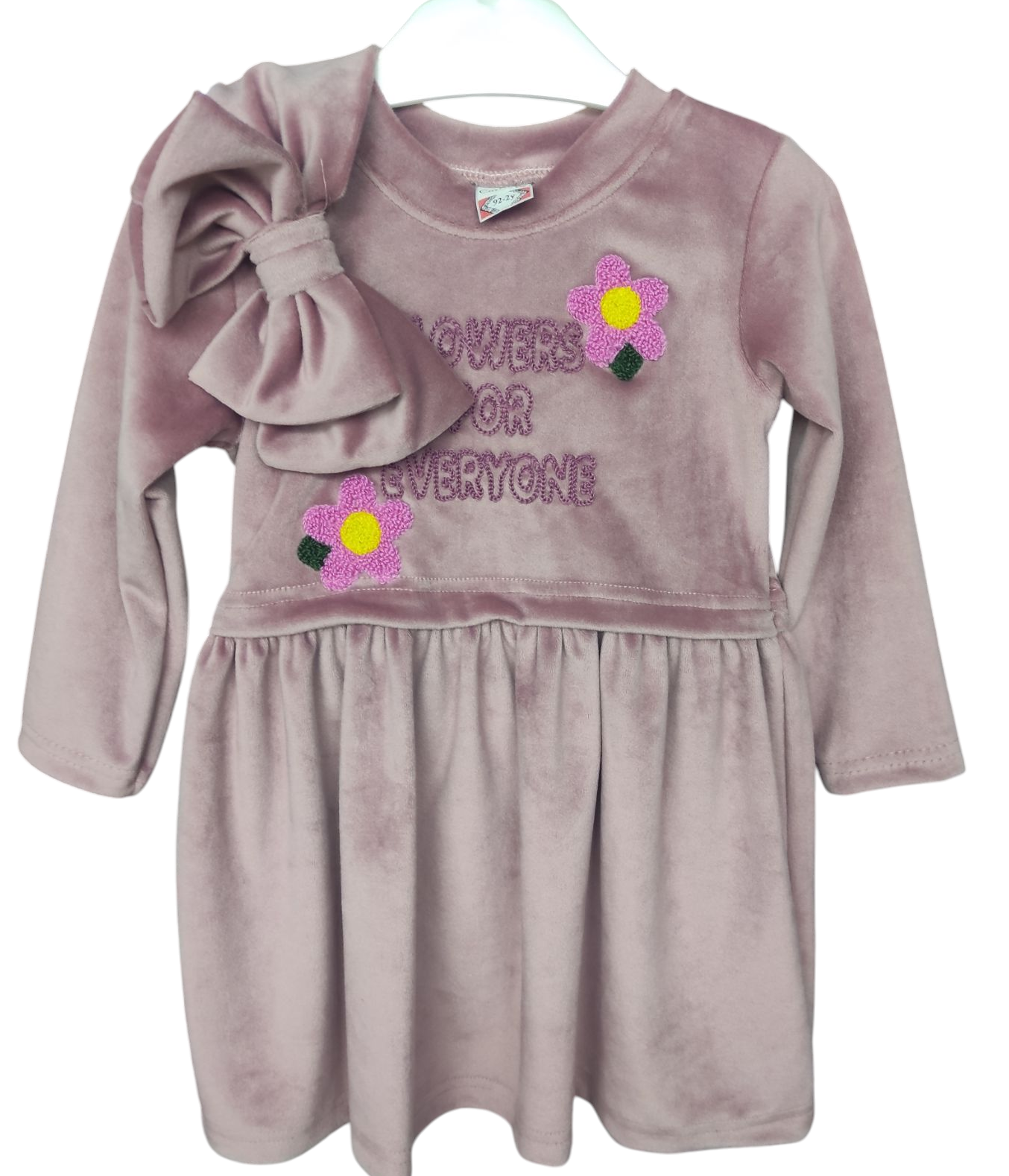 2544 الجملة الربيع والخريف المخملية اللباس مع باندانا للفتيات لمدة 2/5 سنوات