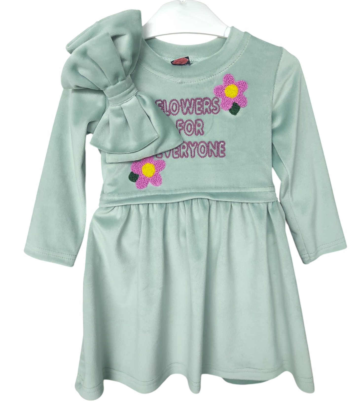 2544 الجملة الربيع والخريف المخملية اللباس مع باندانا للفتيات لمدة 2/5 سنوات